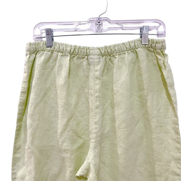 Eileen Fisher Pants Womens Medium Light Green Linen Pull On Elastic Waist Casual - Picture 4 of 5